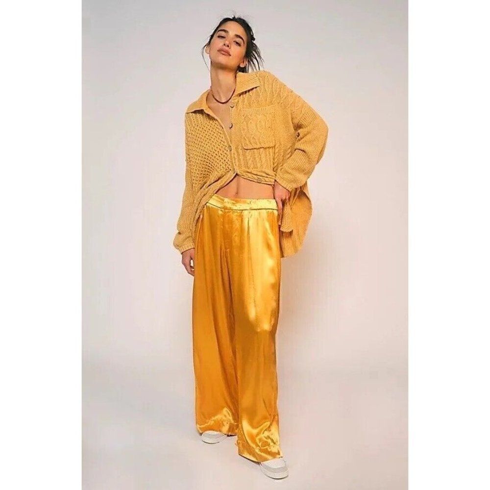 NEW FREE PEOPLE Sz XS SAY ANYTHING CARDIGAN CARDI SWEATER YELLOW